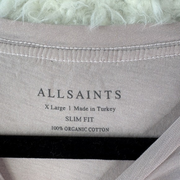 ALL SAINTS Slim Fit T Shirt Mens XL Organic Cotton Short Sleeve Purple Gray - Picture 3 of 8